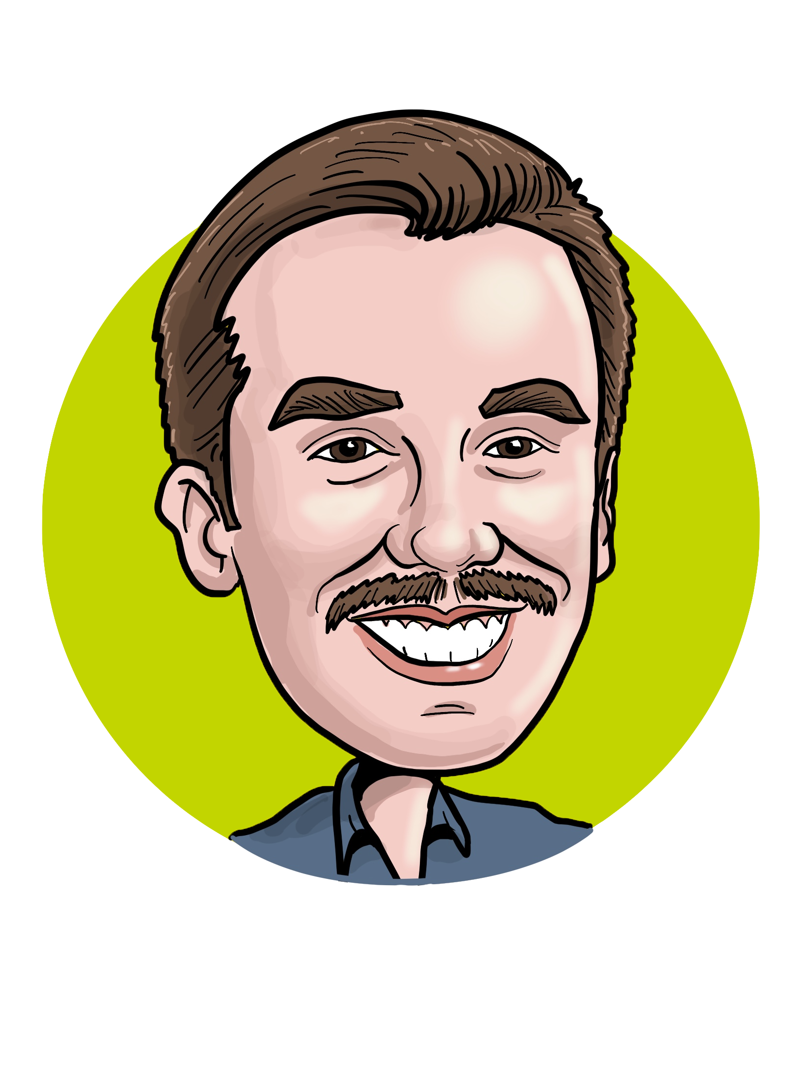 a caricature-style drawing of Jason Chappuies's headshot