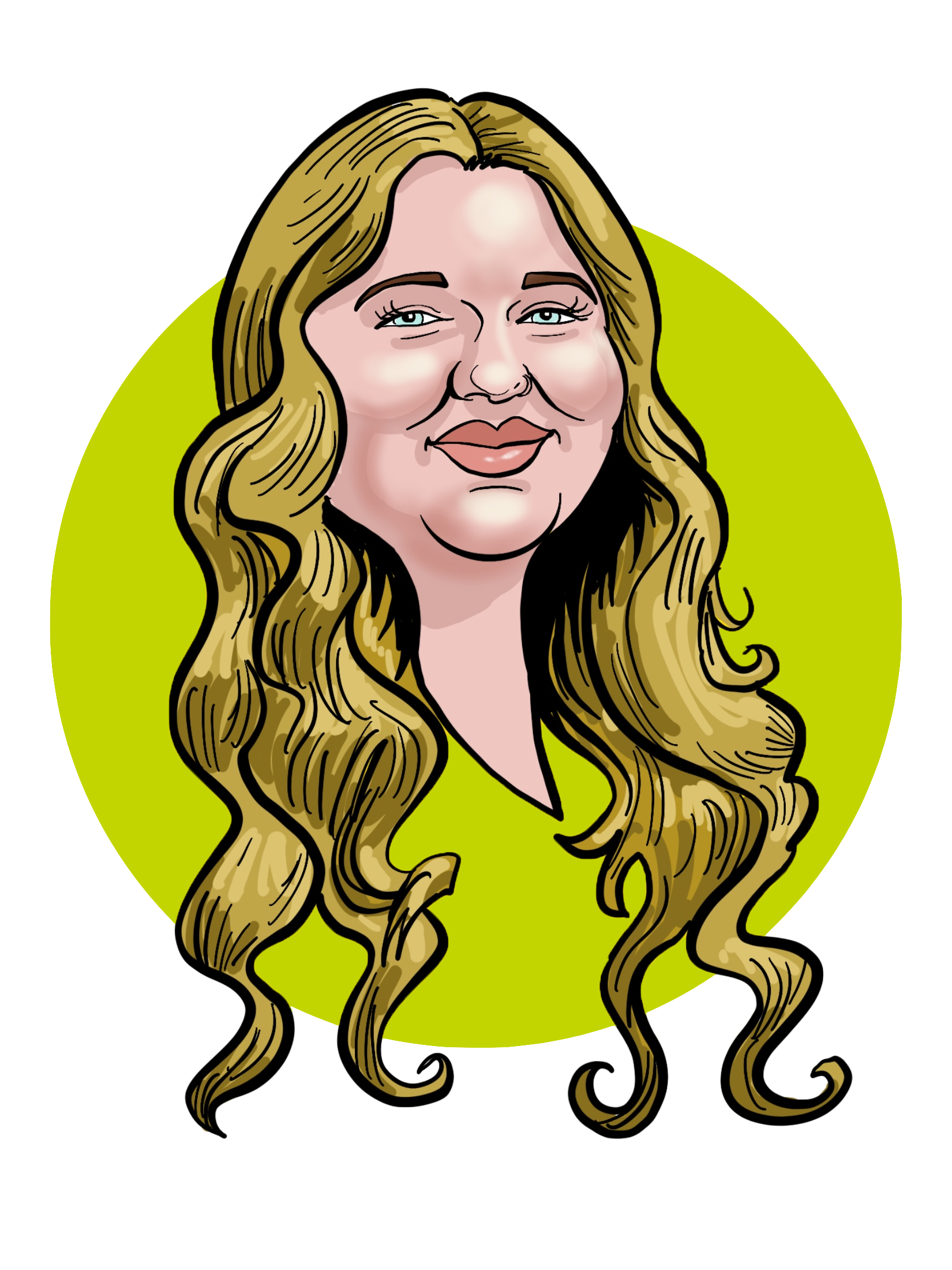 a caricature-style drawing of Mariah Vasquez's headshot