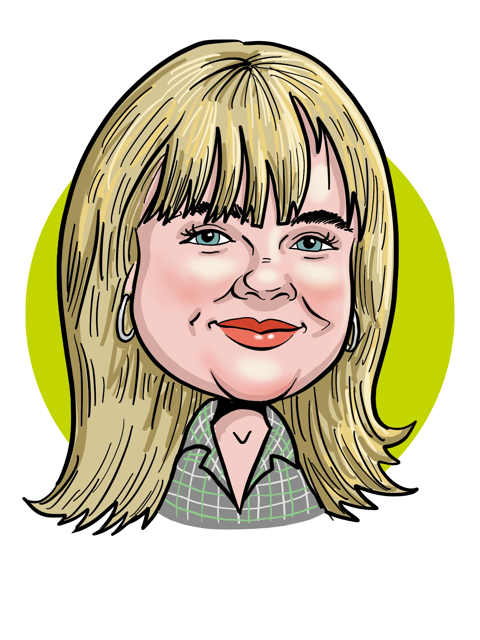 a caricature-style drawing of Hope Chaffin's headshot