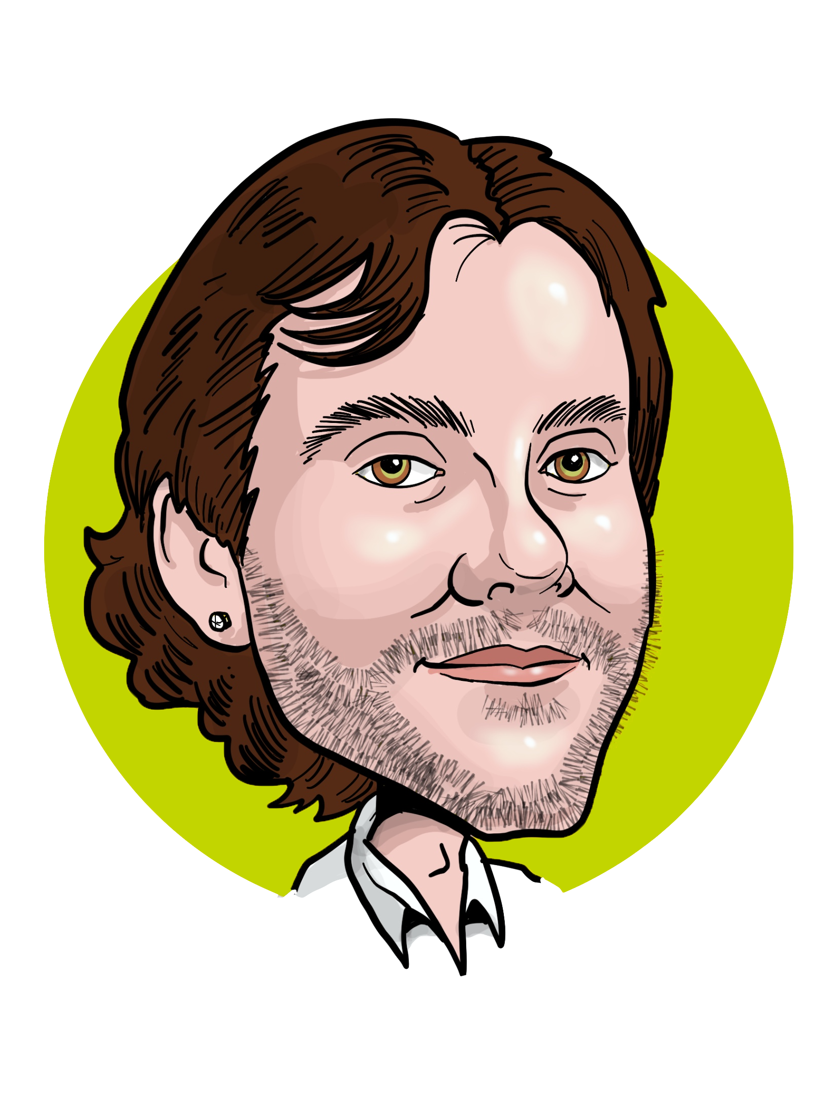 a caricature-style drawing of Jared Parsons' headshot